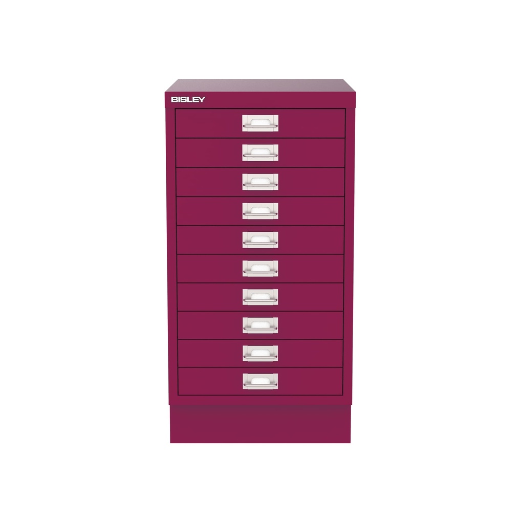 Vista frontal del fichero multicajones Bisley 116 en color rosa Berry