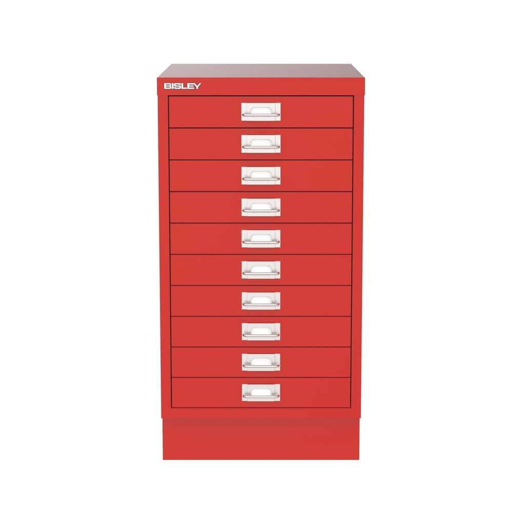 Vista frontal del fichero multicajones Bisley 116 en color rojo cardenal