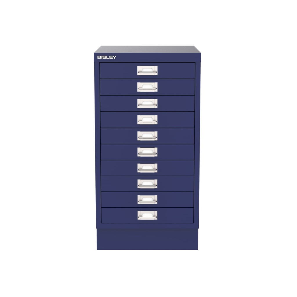Vista frontal del fichero multicajones Bisley 116 en color azul oscuro Oxford