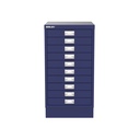 Vista frontal del fichero multicajones Bisley 116 en color azul oscuro Oxford