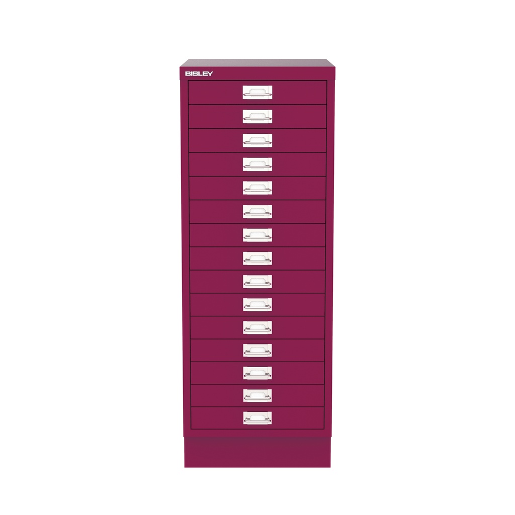 Vista frontal del fichero multicajones Bisley 118 en color rosa Berry