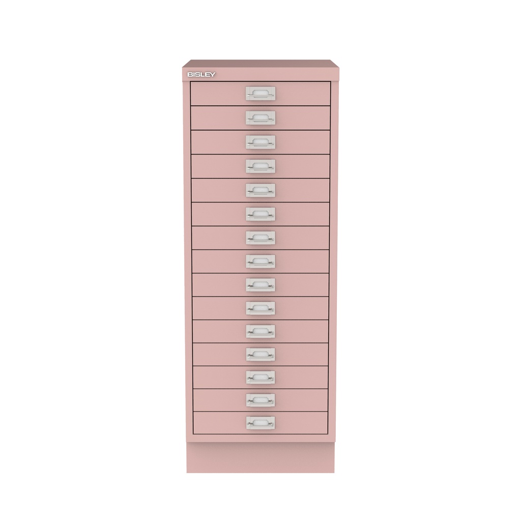 Vista frontal del fichero multicajones Bisley 118 en color rosa