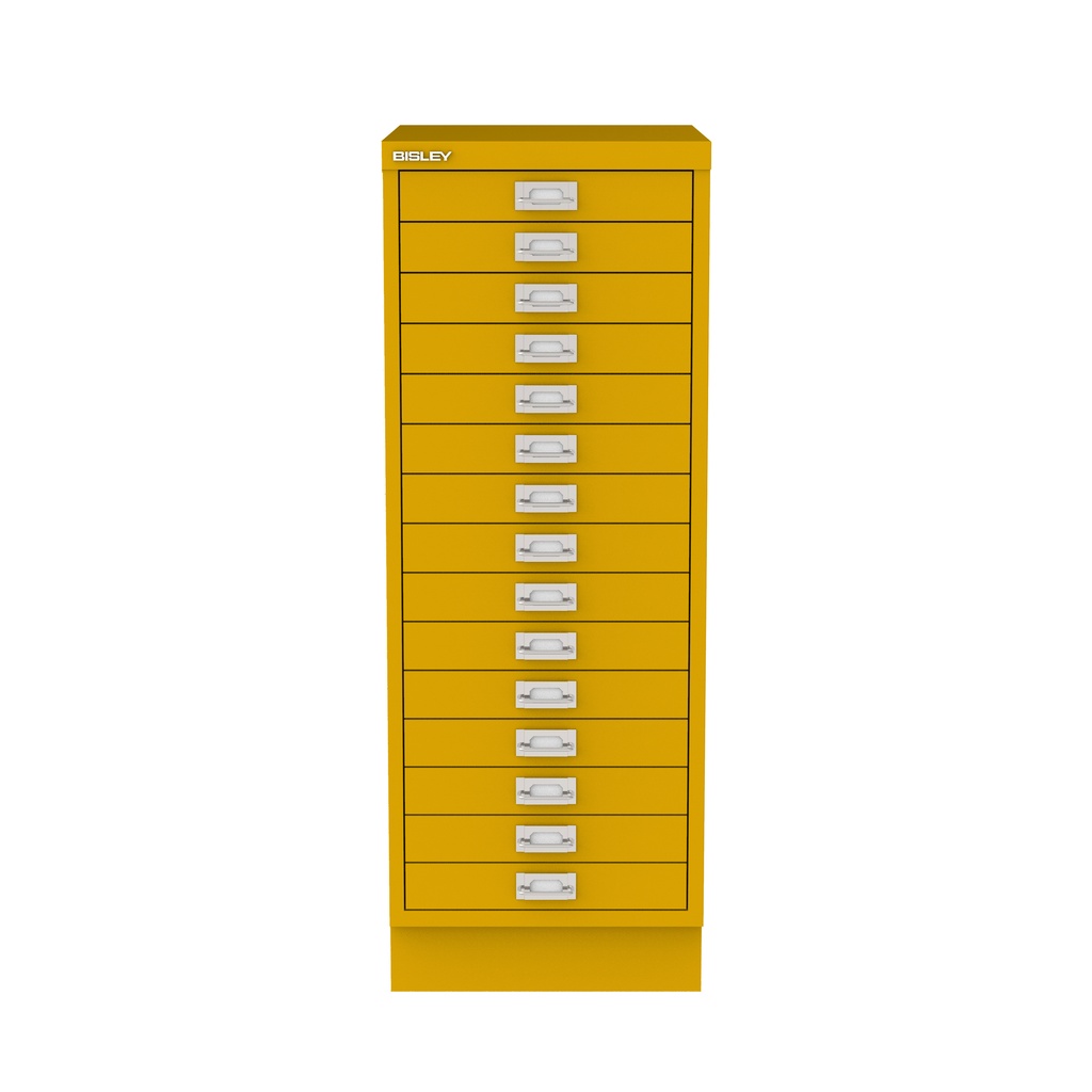 Vista frontal del fichero multicajones Bisley 118 en color amarillo