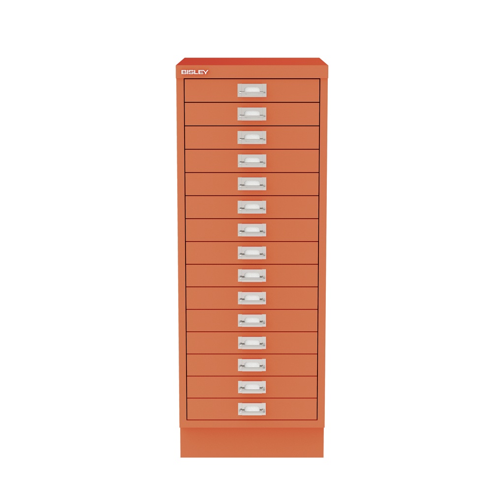 Vista frontal del fichero multicajones Bisley 118 en color coral
