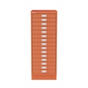 Vista frontal del fichero multicajones Bisley 118 en color coral