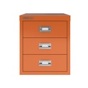 Vista frontal del fichero multicajones Bisley H123NL en color naranja