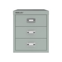 Vista frontal del fichero multicajones Bisley H123NL en color gris plata metalizado