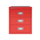Vista frontal del fichero multicajones Bisley H123NL en color rojo cardenal