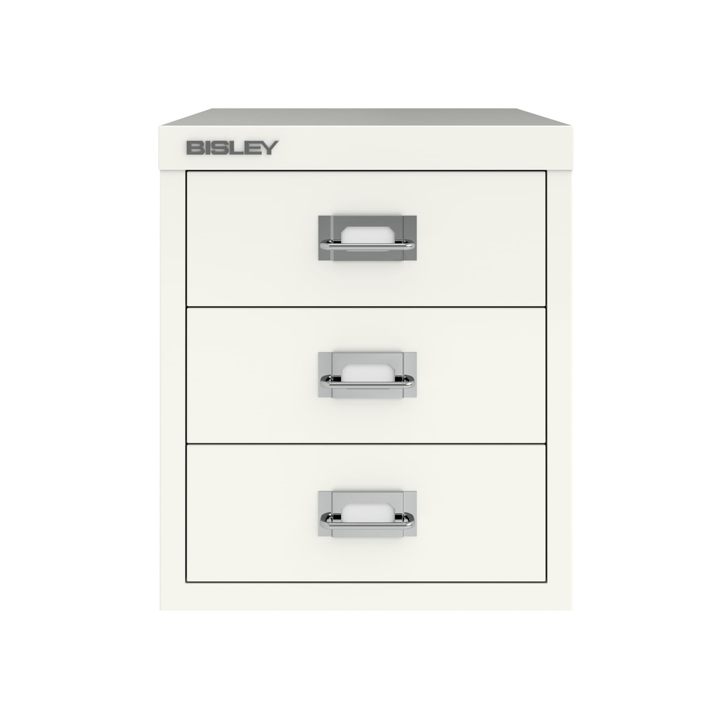 Vista frontal del fichero multicajones Bisley H123NL en color blanco tiza