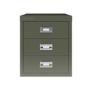 Vista frontal del fichero multicajones Bisley H123NL en color verde aceituna