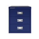 Vista frontal del fichero multicajones Bisley H123NL en color azul oscuro Oxford