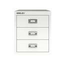 Vista frontal del fichero multicajones Bisley H123NL en color blanco tráfico