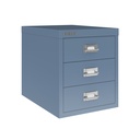 Vista en tres cuartos del fichero multicajones Bisley H123NL en color azul oscuro Oxford
