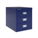 Vista en tres cuartos del fichero multicajones Bisley H123NL en color azul oscuro Oxford