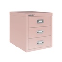 Vista en tres cuartos del fichero multicajones Bisley H123NL en color rosa