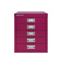 Vista frontal del fichero multicajones Bisley H125NL en color rosa Berry