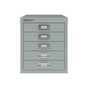 Vista frontal del fichero multicajones Bisley H125NL en color gris plata metalizado
