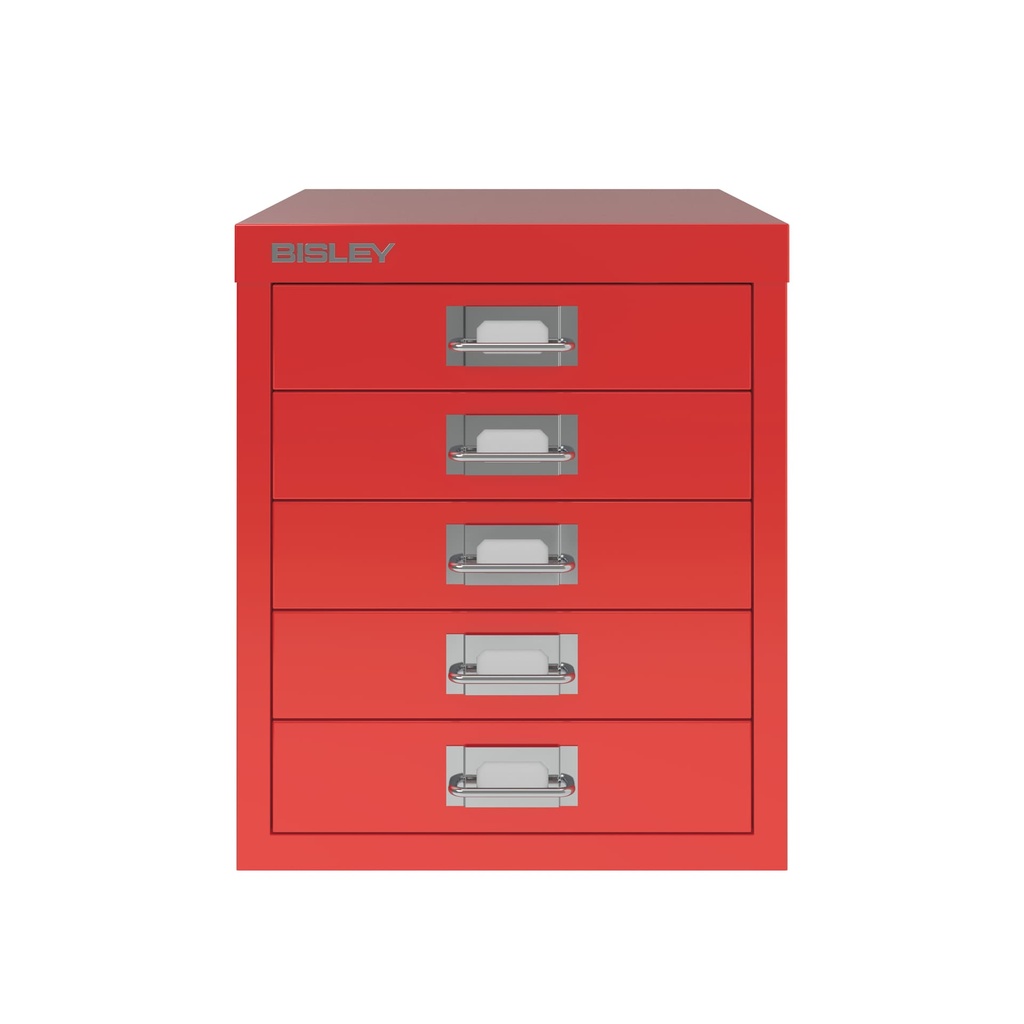 Vista frontal del fichero multicajones Bisley H125NL en color rojo cardenal