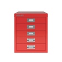 Vista frontal del fichero multicajones Bisley H125NL en color rojo cardenal