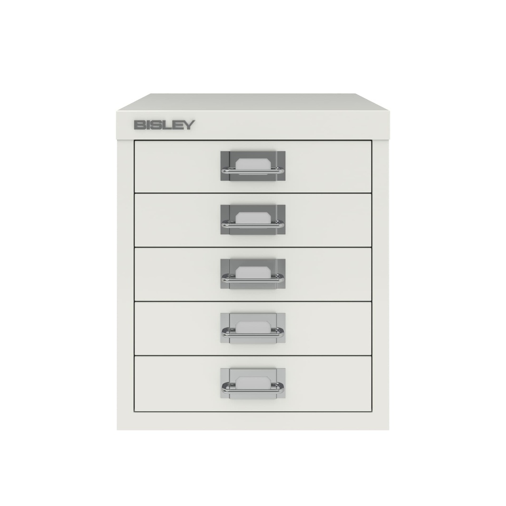 Vista frontal del fichero multicajones Bisley H125NL en color blanco tiza