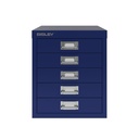 Vista frontal del fichero multicajones Bisley H125NL en color azul oscuro Oxford