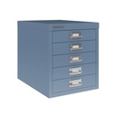 Vista en tres cuartos del fichero multicajones Bisley H125NL en color azul oscuro Oxford