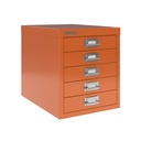Vista en tres cuartos del fichero multicajones Bisley H125NL en color naranja
