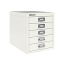 Vista en tres cuartos del fichero multicajones Bisley H125NL en color blanco tiza