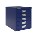 Vista en tres cuartos del fichero multicajones Bisley H125NL en color azul oscuro Oxford