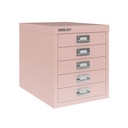 Vista en tres cuartos del fichero multicajones Bisley H125NL en color rosa