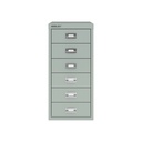 Vista frontal del fichero multicajones Bisley H296NL en color gris plata metalizado