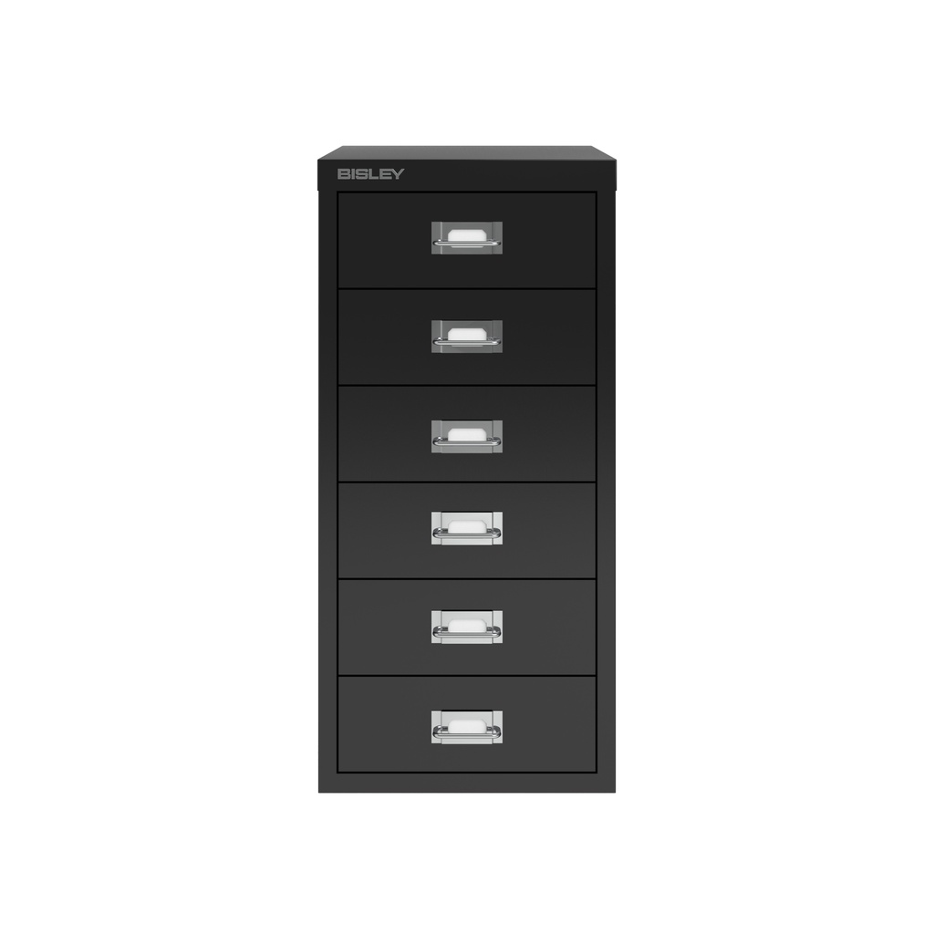 Vista frontal del fichero multicajones Bisley H296NL en color negro