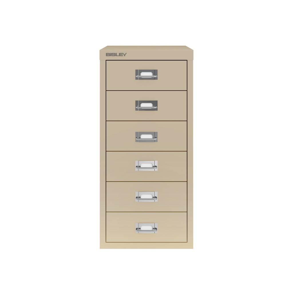 Vista frontal del fichero multicajones Bisley H296NL en color beige