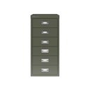Vista frontal del fichero multicajones Bisley H296NL en color verde aceituna