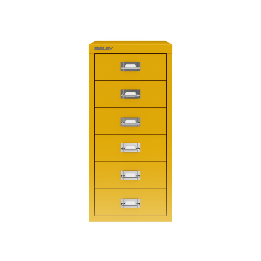 Vista frontal del fichero multicajones Bisley H296NL en color amarillo