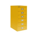 Vista en tres cuartos del fichero multicajones Bisley H296NL en color amarillo
