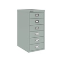 Vista en tres cuartos del fichero multicajones Bisley H296NL en color gris plata metalizado