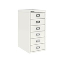 Vista en tres cuartos del fichero multicajones Bisley H296NL en color blanco tiza