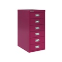 Vista en tres cuartos del fichero multicajones Bisley H296NL en color rosa morado arándano