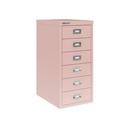 Vista en tres cuartos del fichero multicajones Bisley H296NL en color rosa