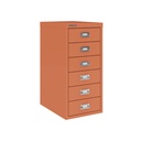 Vista en tres cuartos del fichero multicajones Bisley H296NL en color coral