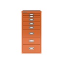Vista frontal del fichero multicajones Bisley H298BNL en color naranja