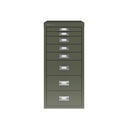 Vista frontal del fichero multicajones Bisley H298BNL en color verde aceituna