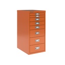 Vista en tres cuartos del fichero multicajones Bisley H298BNL en color naranja