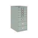 Vista en tres cuartos del fichero multicajones Bisley H298BNL en color gris plata metalizado
