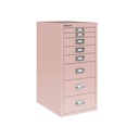 Vista en tres cuartos del fichero multicajones Bisley H298BNL en color rosa