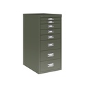Vista en tres cuartos del fichero multicajones Bisley H298BNL en color verde aceituna