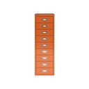 Vista frontal del fichero multicajones Bisley H399NL en color naranja