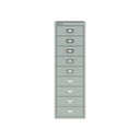 Vista frontal del fichero multicajones Bisley H399NL en color gris plata metalizado