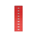 Vista frontal del fichero multicajones Bisley H399NL en color rojo cardenal
